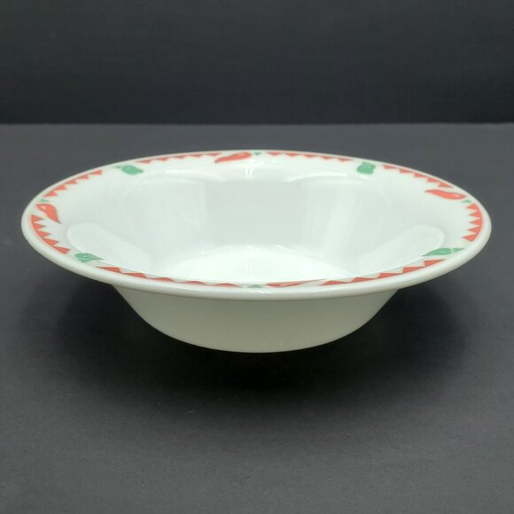 Corelle Fiesta Red Hot Chili Peppers Rim Cereal Bowl Salsa Dip Sauce Snack Bowls - Picture 4 of 8